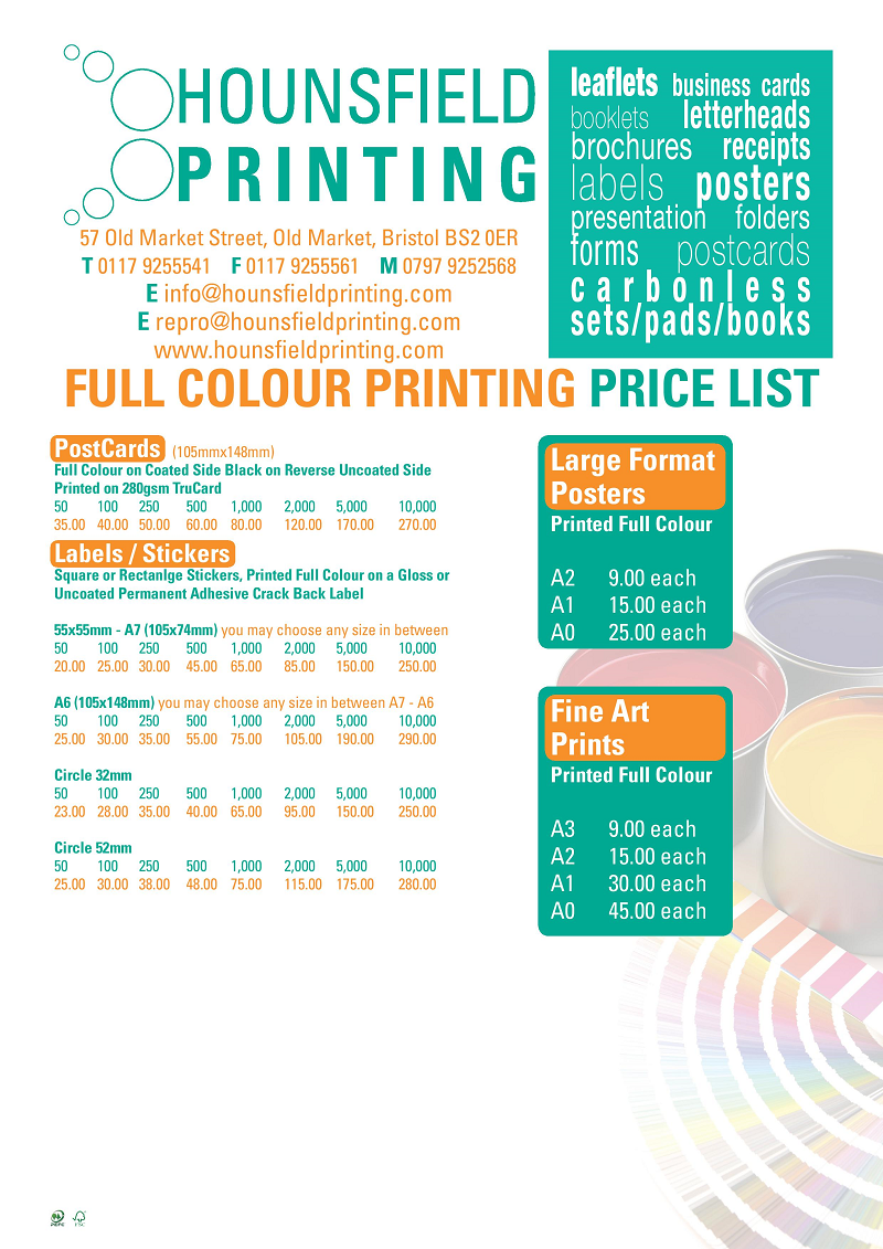Colour Pricelist